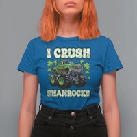 Funny St Patricks Day Monster Truck T Shirt For Women I Crush Shamrocks Retro