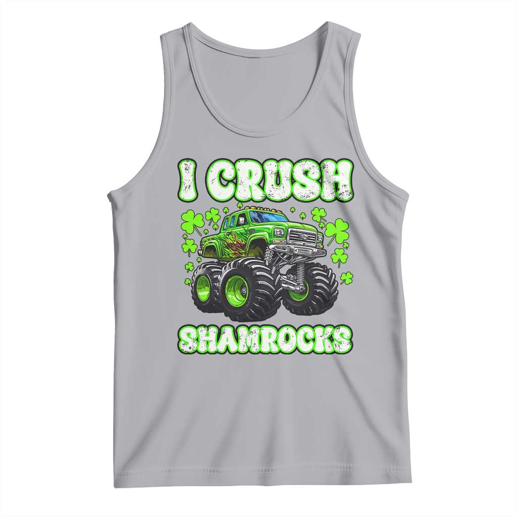 Funny St Patricks Day Monster Truck Tank Top I Crush Shamrocks Retro