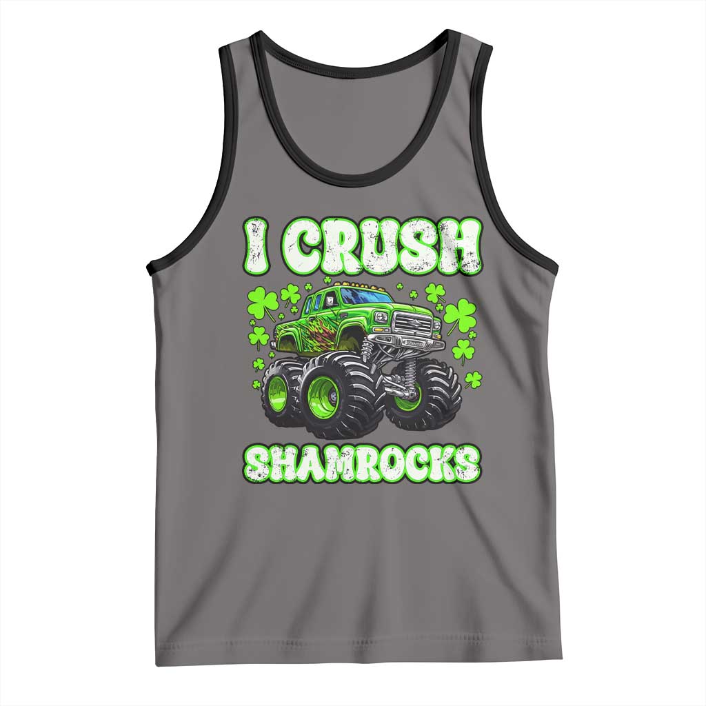 Funny St Patricks Day Monster Truck Tank Top I Crush Shamrocks Retro