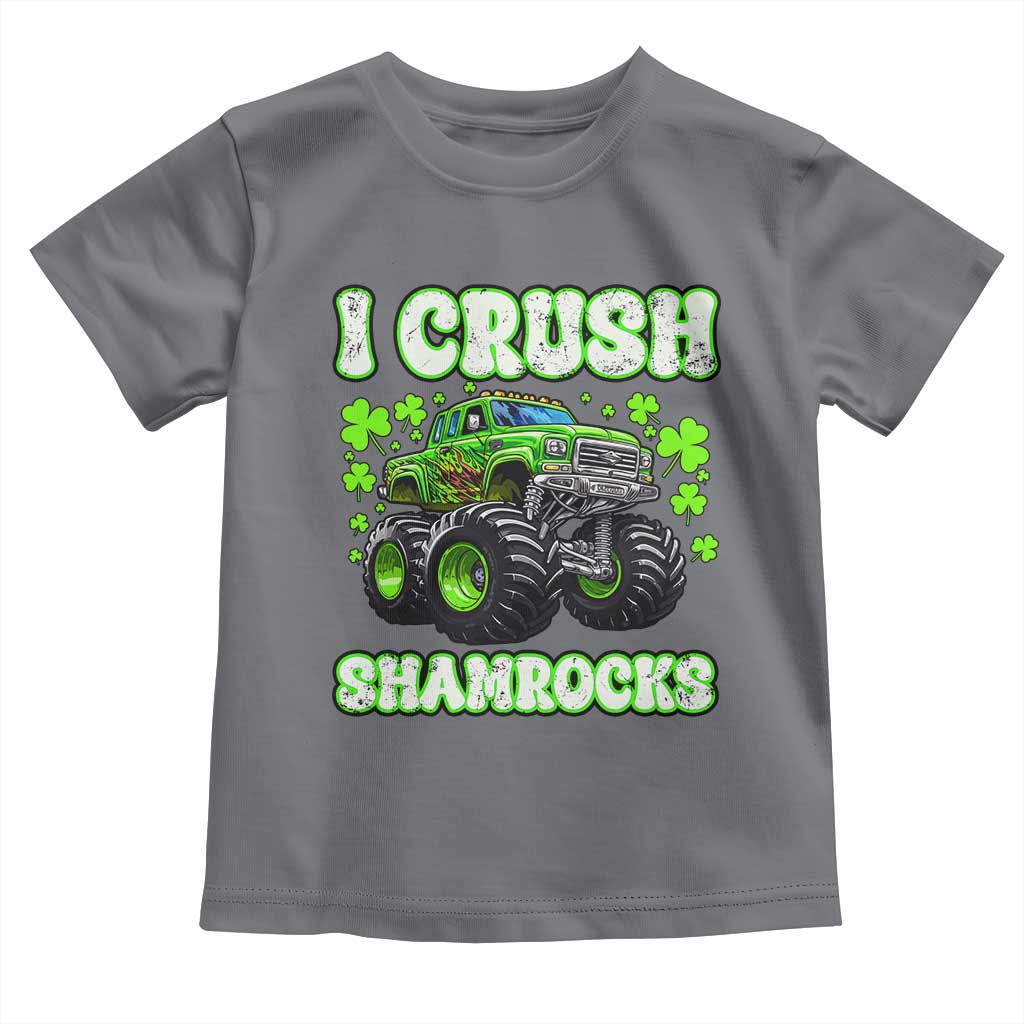 Funny St Patricks Day Monster Truck Toddler T Shirt I Crush Shamrocks Retro