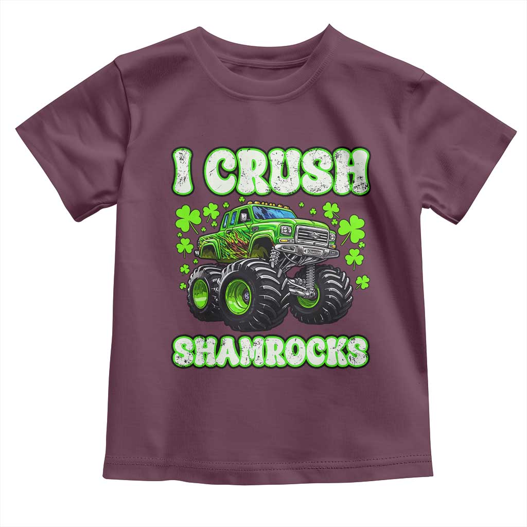 Funny St Patricks Day Monster Truck Toddler T Shirt I Crush Shamrocks Retro
