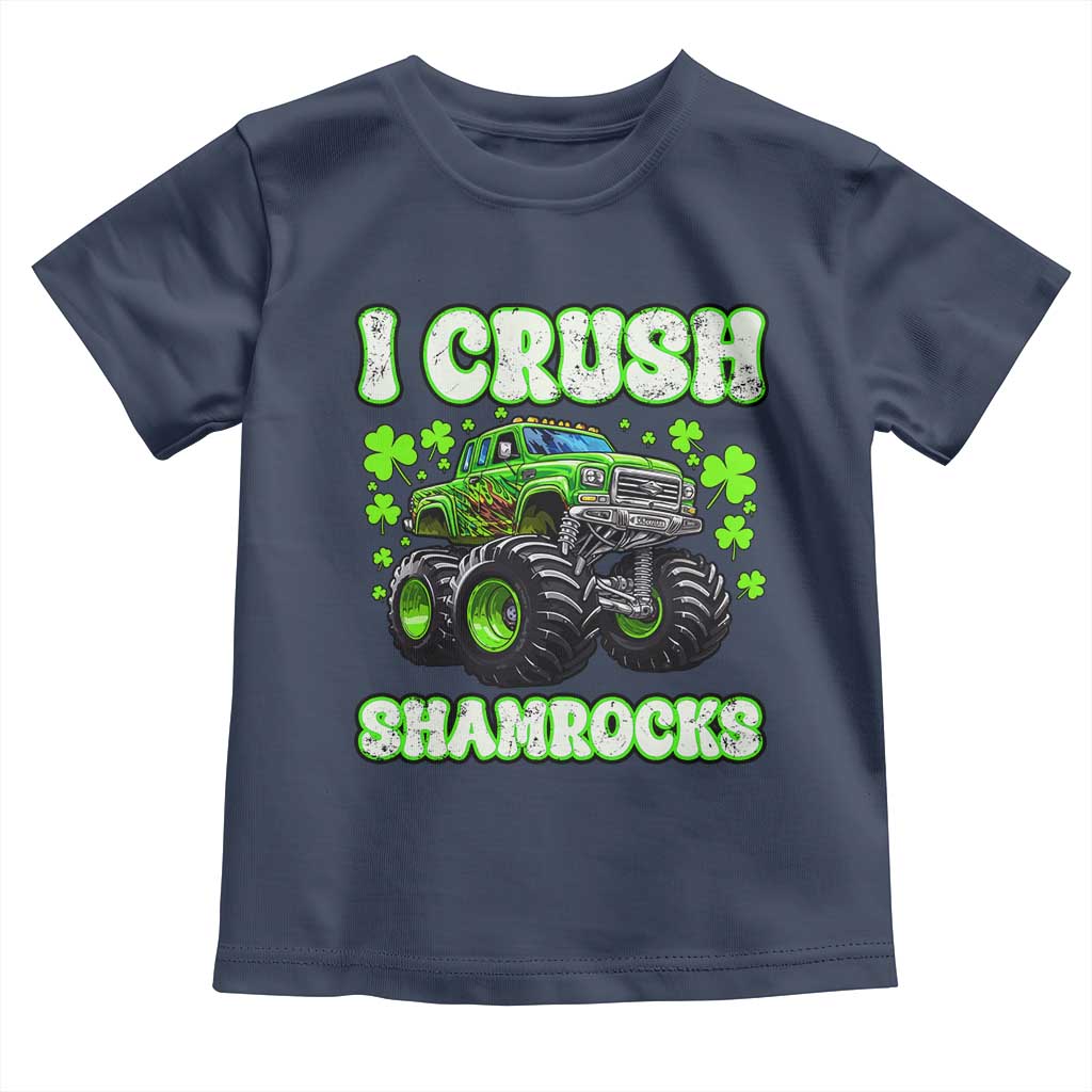 Funny St Patricks Day Monster Truck Toddler T Shirt I Crush Shamrocks Retro