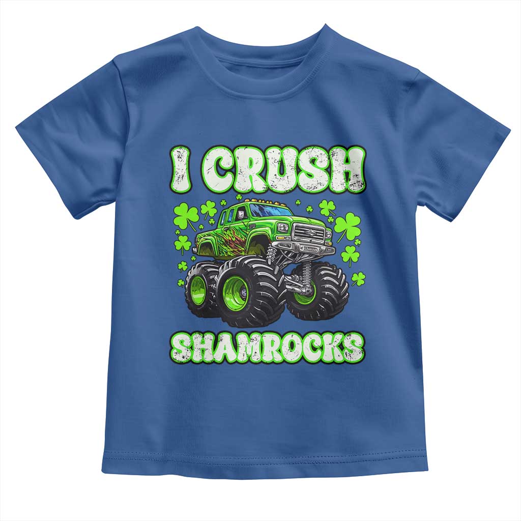 Funny St Patricks Day Monster Truck Toddler T Shirt I Crush Shamrocks Retro