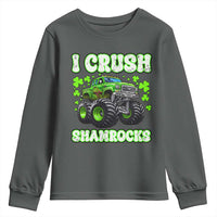 Funny St Patricks Day Monster Truck Youth Sweatshirt I Crush Shamrocks Retro