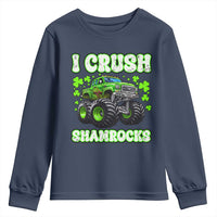 Funny St Patricks Day Monster Truck Youth Sweatshirt I Crush Shamrocks Retro