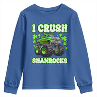 Funny St Patricks Day Monster Truck Youth Sweatshirt I Crush Shamrocks Retro