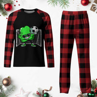 Funny Soccer Shamrock Plaid Pajama Set Dabbing Player St. Patrick's Day - Wonder Print Shop