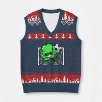 Funny Soccer Shamrock V-Neck Knit Sweater Vest Dabbing Player St. Patrick's Day - Wonder Print Shop