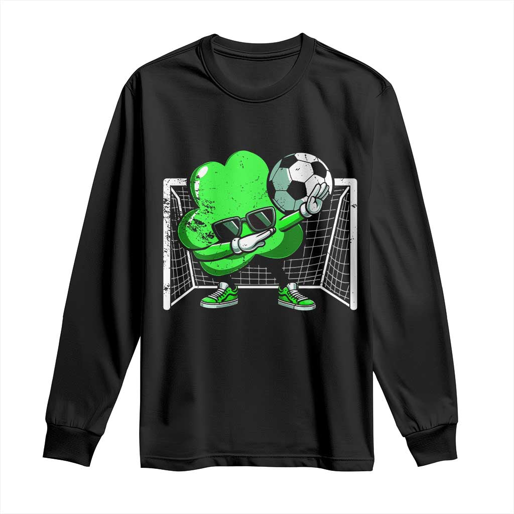 Funny Soccer Shamrock Long Sleeve Shirt Dabbing Player St. Patrick's Day