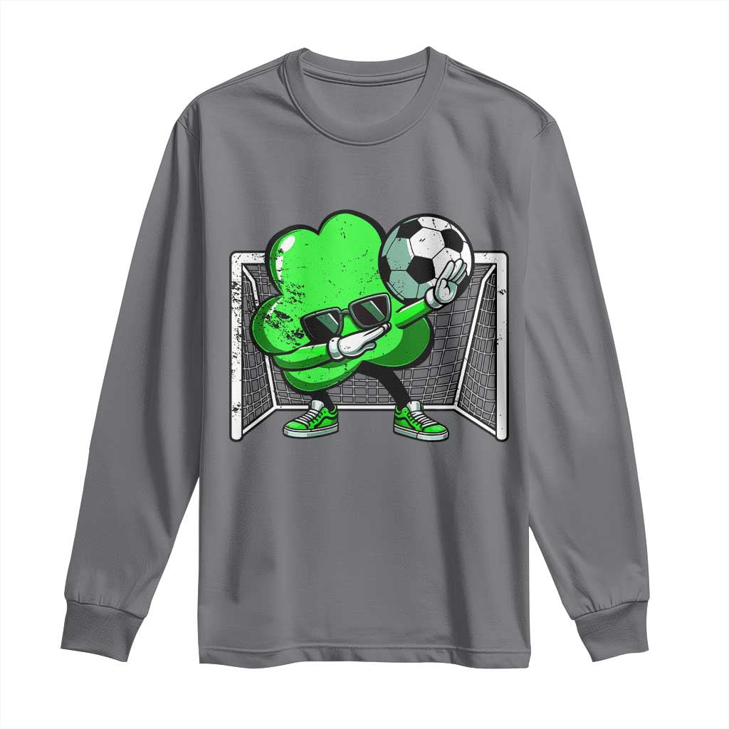 Funny Soccer Shamrock Long Sleeve Shirt Dabbing Player St. Patrick's Day