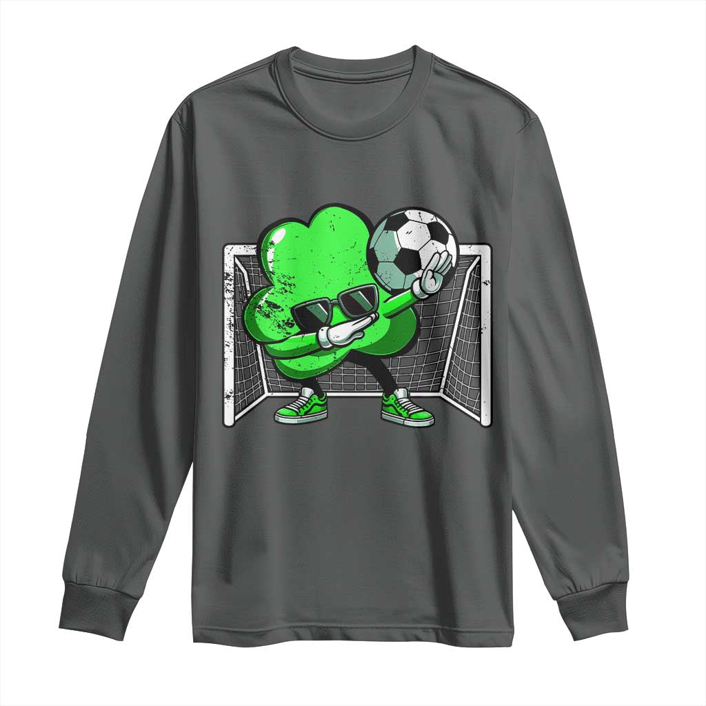 Funny Soccer Shamrock Long Sleeve Shirt Dabbing Player St. Patrick's Day
