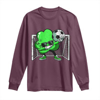 Funny Soccer Shamrock Long Sleeve Shirt Dabbing Player St. Patrick's Day