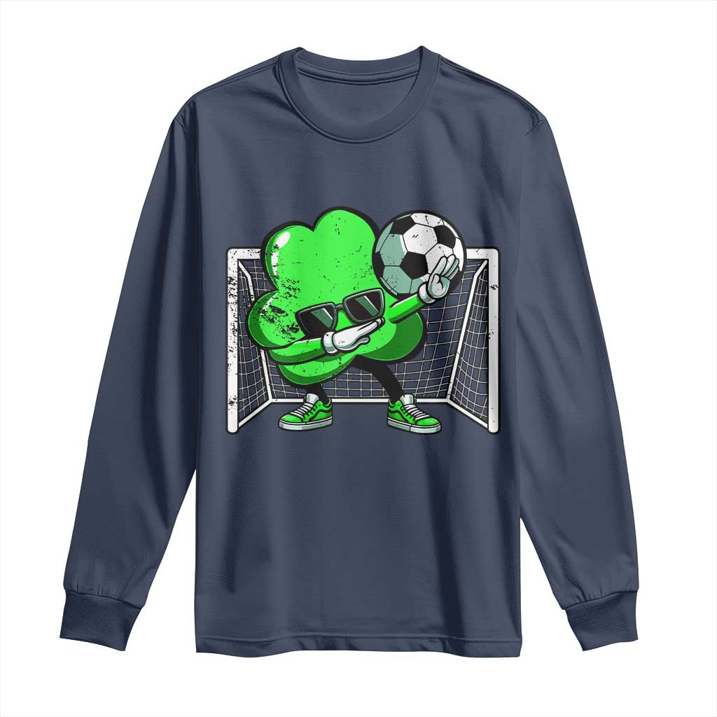 Funny Soccer Shamrock Long Sleeve Shirt Dabbing Player St. Patrick's Day
