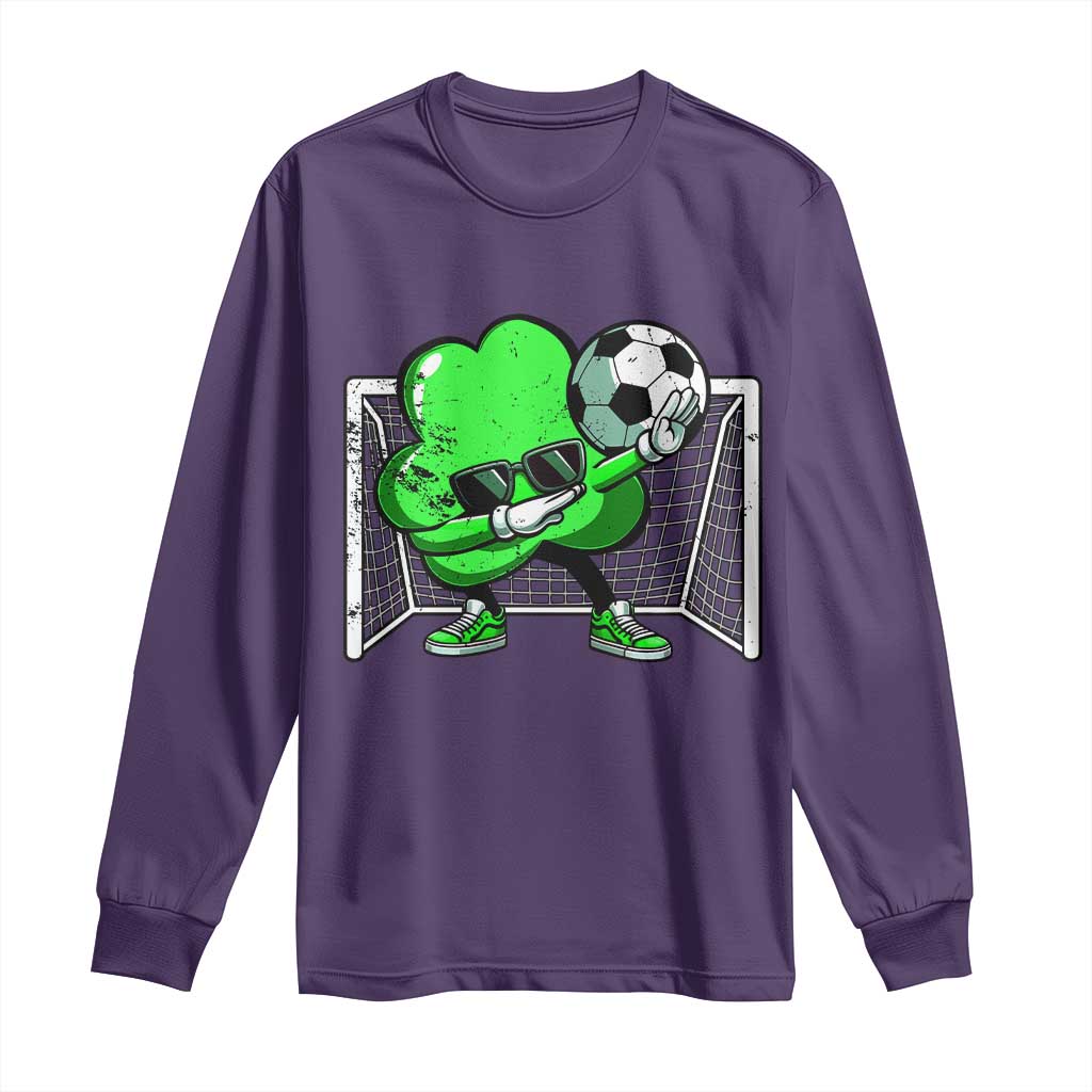 Funny Soccer Shamrock Long Sleeve Shirt Dabbing Player St. Patrick's Day