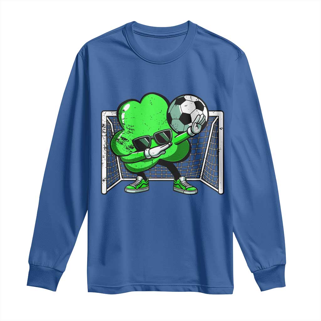 Funny Soccer Shamrock Long Sleeve Shirt Dabbing Player St. Patrick's Day