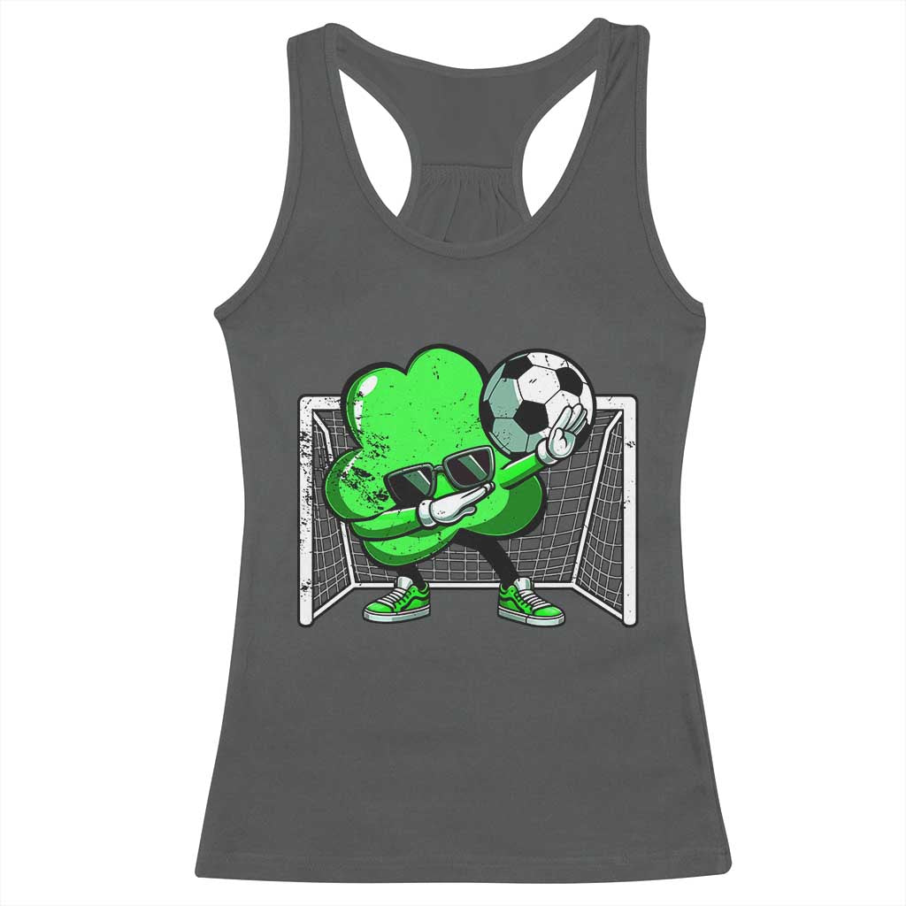 Funny Soccer Shamrock Racerback Tank Top Dabbing Player St. Patrick's Day