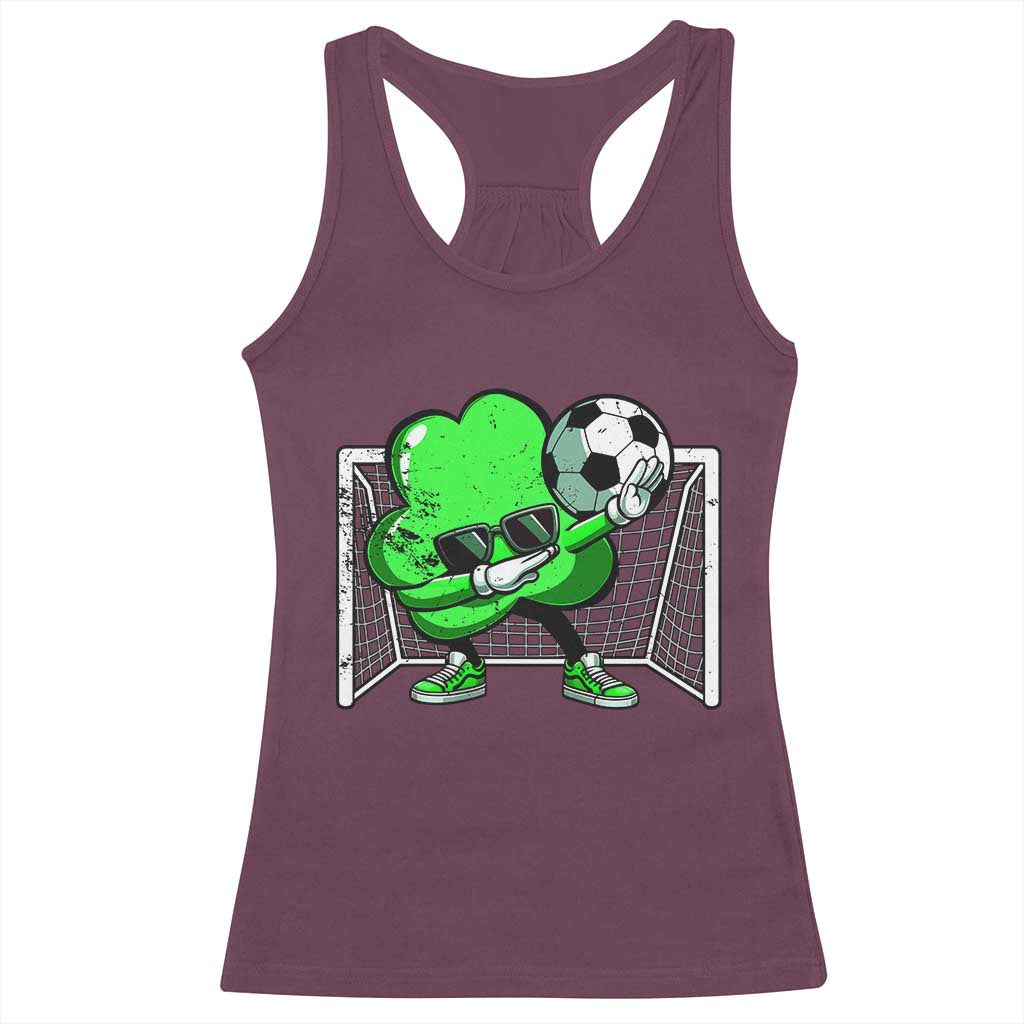 Funny Soccer Shamrock Racerback Tank Top Dabbing Player St. Patrick's Day