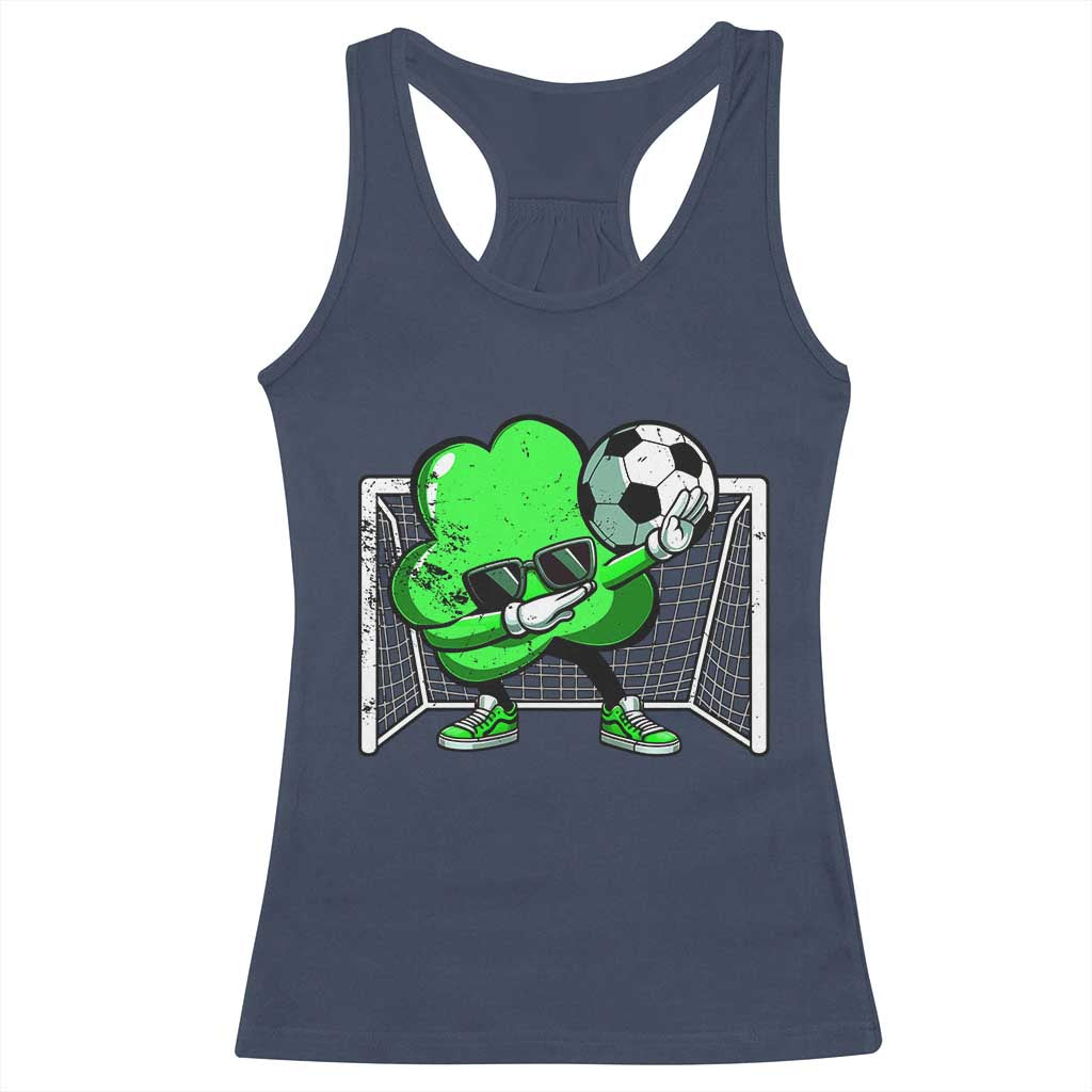 Funny Soccer Shamrock Racerback Tank Top Dabbing Player St. Patrick's Day