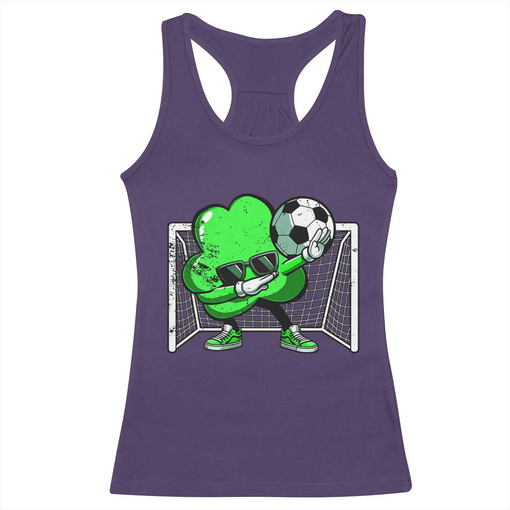 Funny Soccer Shamrock Racerback Tank Top Dabbing Player St. Patrick's Day