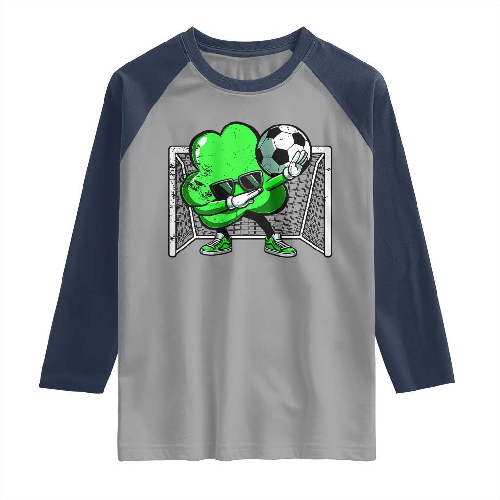 Funny Soccer Shamrock Raglan Shirt Dabbing Player St. Patrick's Day