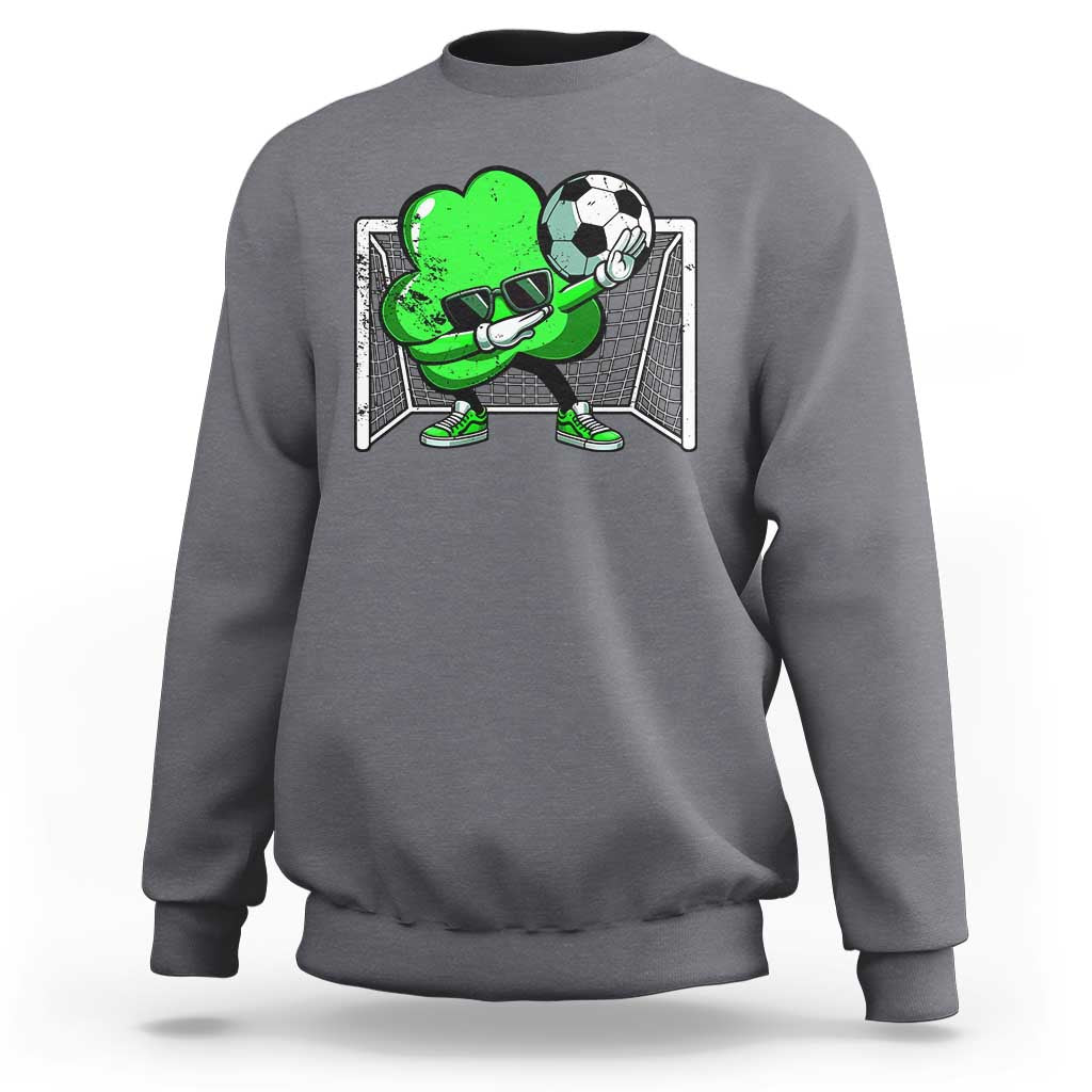 Funny Soccer Shamrock Sweatshirt Dabbing Player St. Patrick's Day