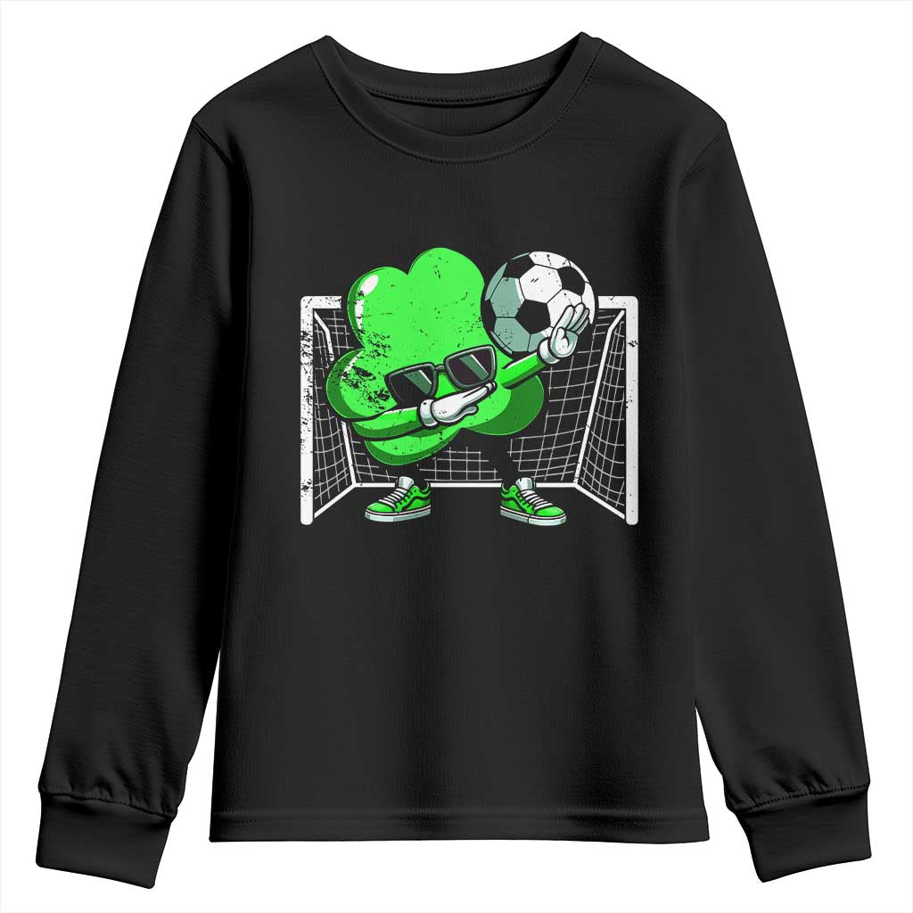 Funny Soccer Shamrock Youth Sweatshirt Dabbing Player St. Patrick's Day