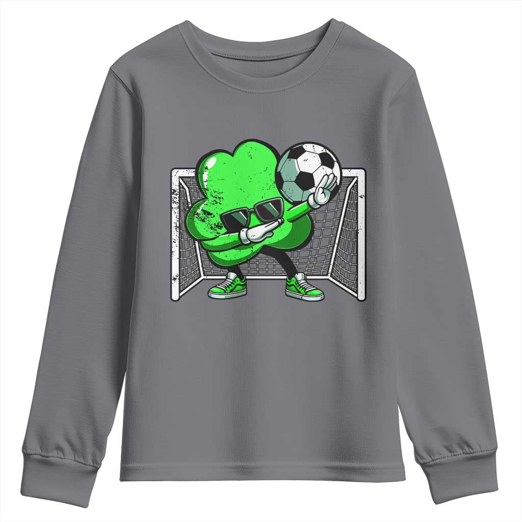 Funny Soccer Shamrock Youth Sweatshirt Dabbing Player St. Patrick's Day