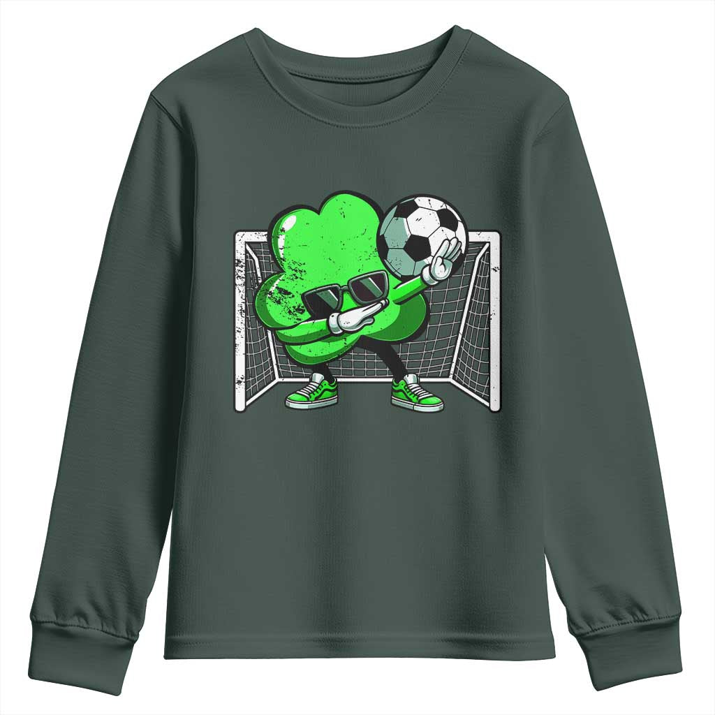Funny Soccer Shamrock Youth Sweatshirt Dabbing Player St. Patrick's Day