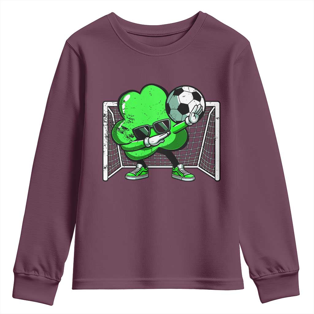 Funny Soccer Shamrock Youth Sweatshirt Dabbing Player St. Patrick's Day