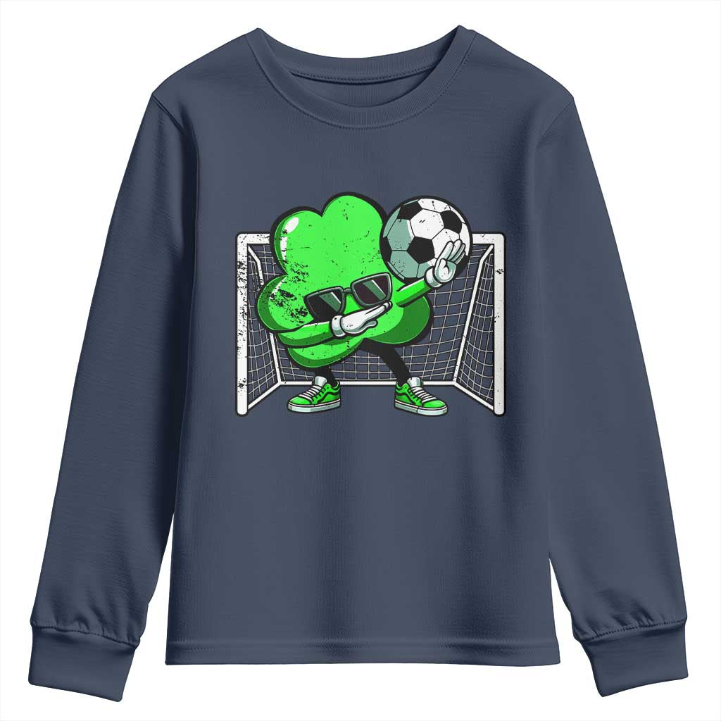 Funny Soccer Shamrock Youth Sweatshirt Dabbing Player St. Patrick's Day