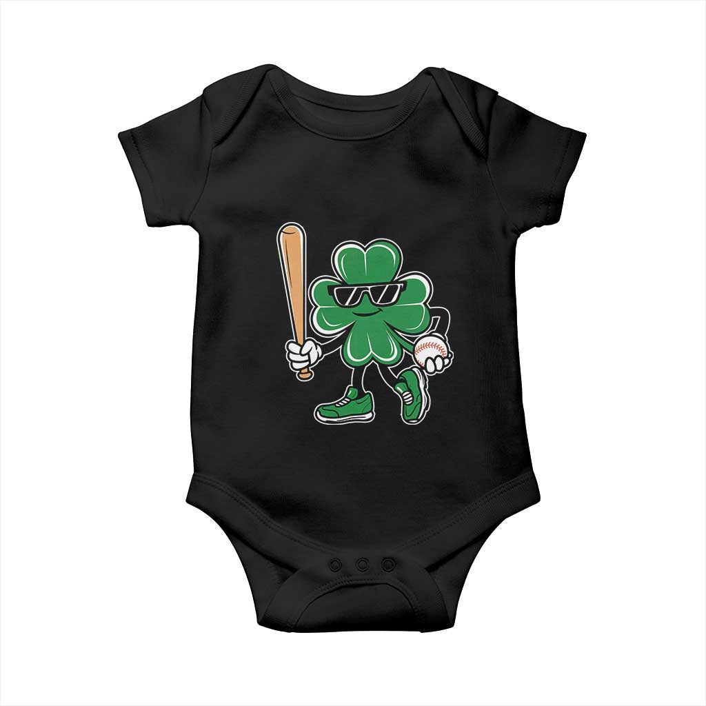 Lucky Baseball Shamrock Baby Onesie St Patrick's Day T-Ball Sport Lover Gift