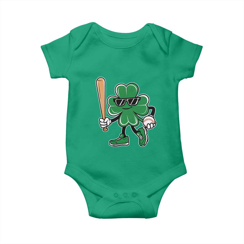 Lucky Baseball Shamrock Baby Onesie St Patrick's Day T-Ball Sport Lover Gift