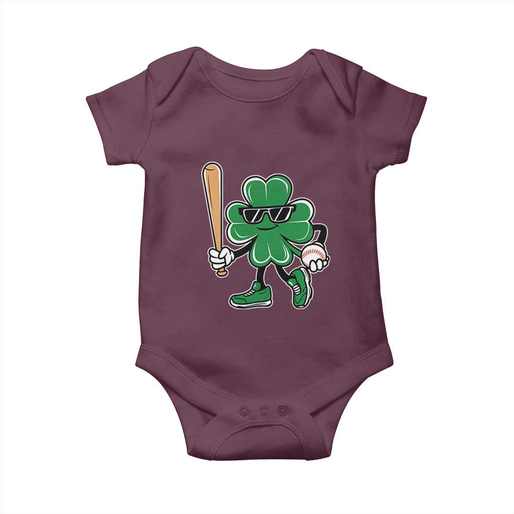 Lucky Baseball Shamrock Baby Onesie St Patrick's Day T-Ball Sport Lover Gift