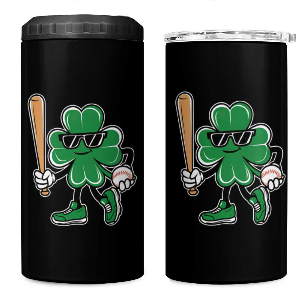 Lucky Baseball Shamrock 4 in 1 Can Cooler Tumbler St Patrick's Day T-Ball Sport Lover Gift