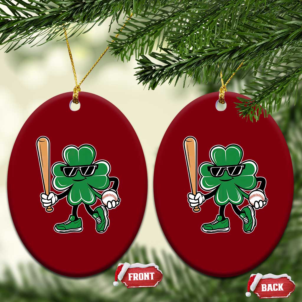 Lucky Baseball Shamrock Ceramic Ornament St Patrick's Day T-Ball Sport Lover Gift - Wonder Print Shop