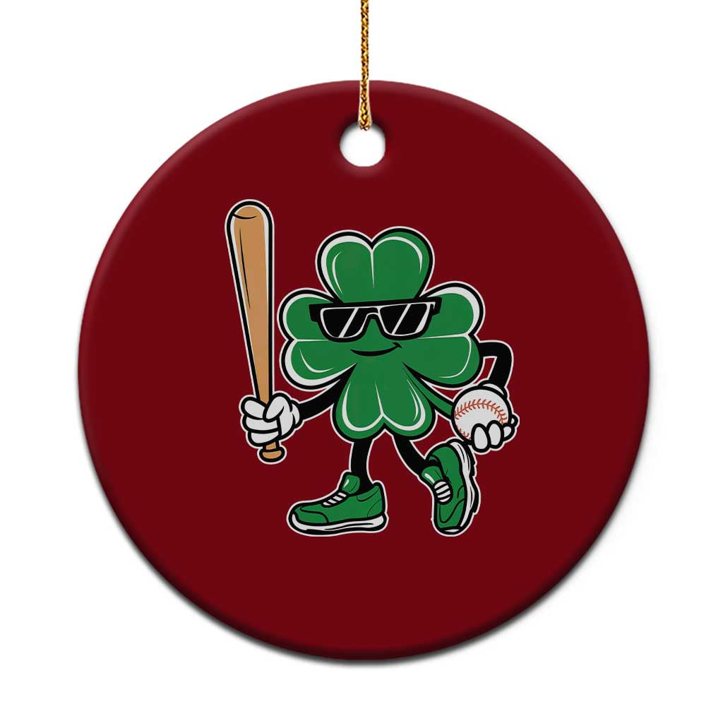 Lucky Baseball Shamrock Ceramic Ornament St Patrick's Day T-Ball Sport Lover Gift - Wonder Print Shop