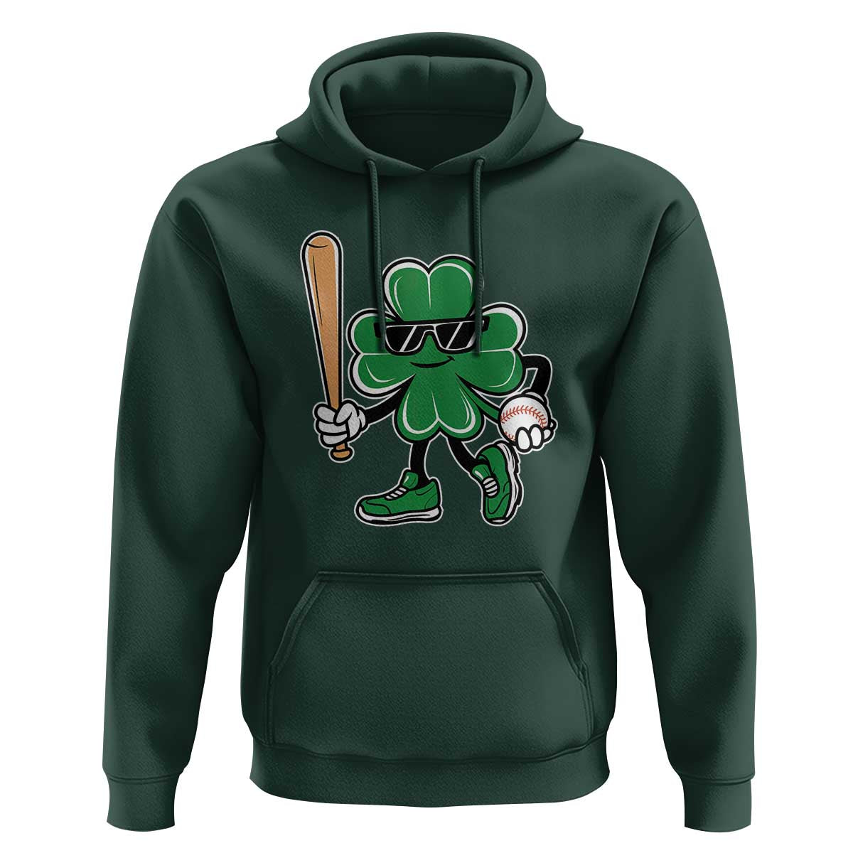 Lucky Baseball Shamrock Hoodie St Patrick's Day T-Ball Sport Lover Gift