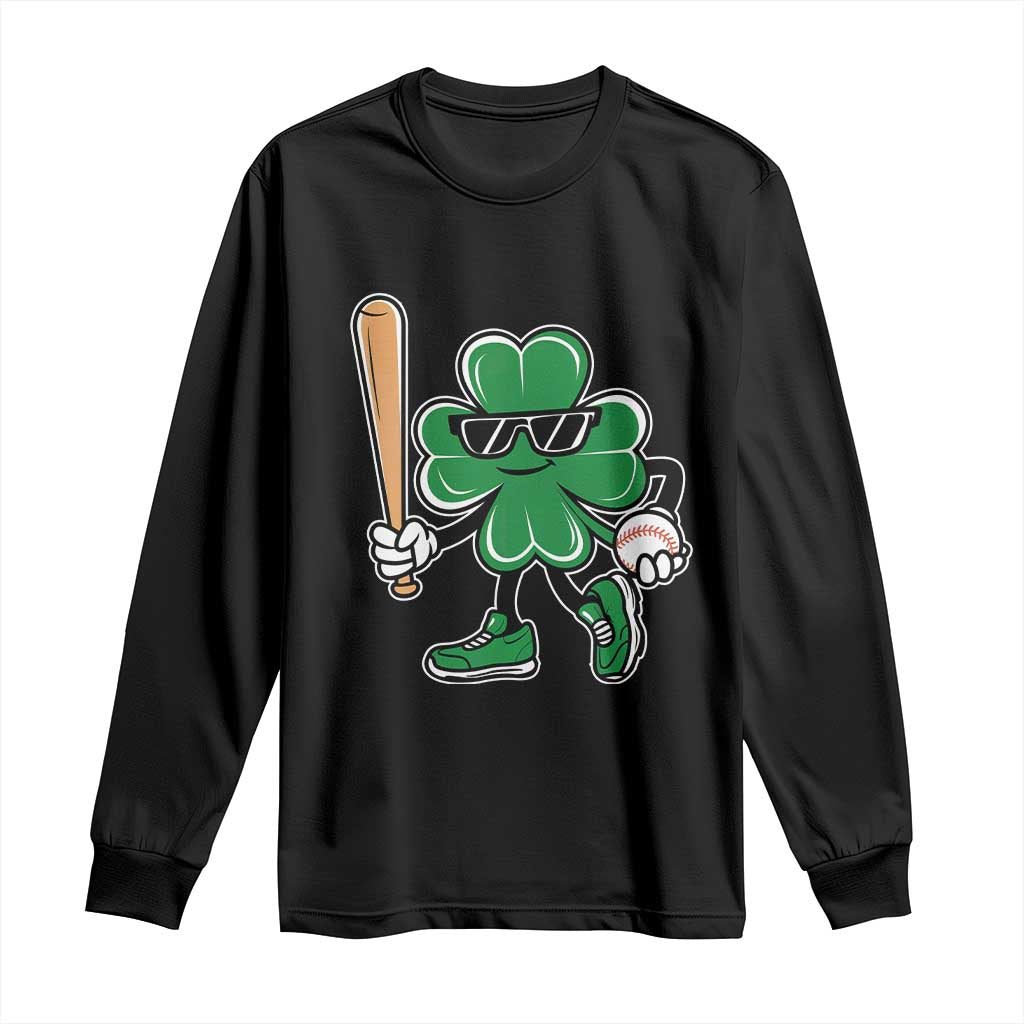 Lucky Baseball Shamrock Long Sleeve Shirt St Patrick's Day T-Ball Sport Lover Gift
