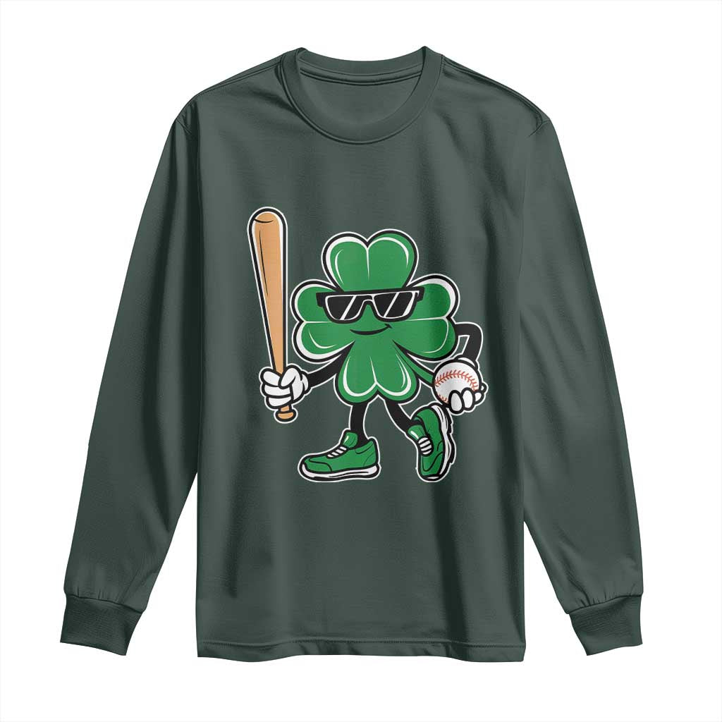 Lucky Baseball Shamrock Long Sleeve Shirt St Patrick's Day T-Ball Sport Lover Gift