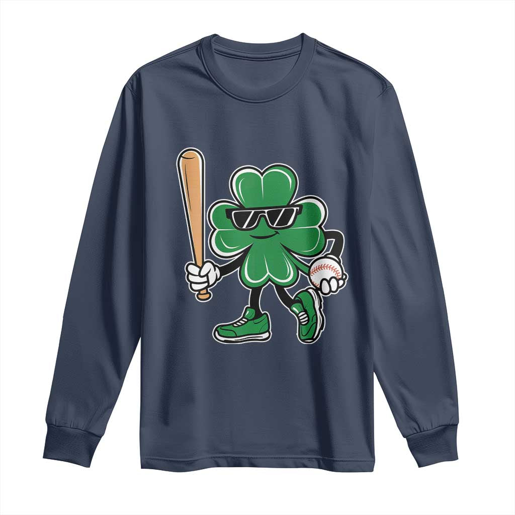 Lucky Baseball Shamrock Long Sleeve Shirt St Patrick's Day T-Ball Sport Lover Gift