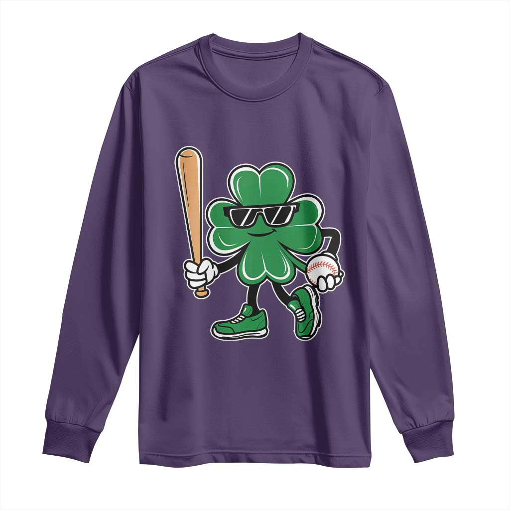 Lucky Baseball Shamrock Long Sleeve Shirt St Patrick's Day T-Ball Sport Lover Gift