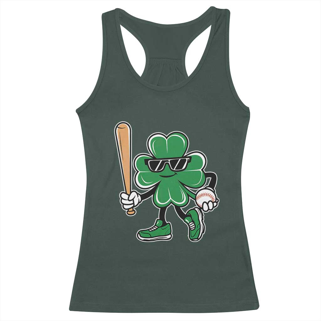 Lucky Baseball Shamrock Racerback Tank Top St Patrick's Day T-Ball Sport Lover Gift
