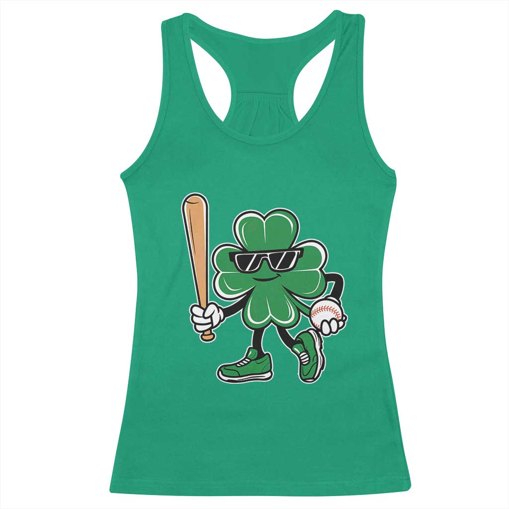 Lucky Baseball Shamrock Racerback Tank Top St Patrick's Day T-Ball Sport Lover Gift