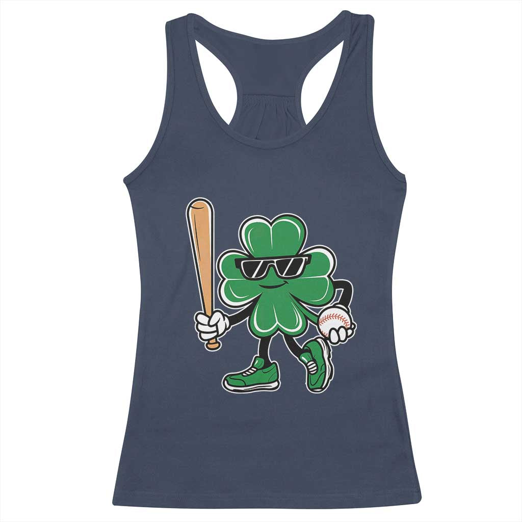 Lucky Baseball Shamrock Racerback Tank Top St Patrick's Day T-Ball Sport Lover Gift
