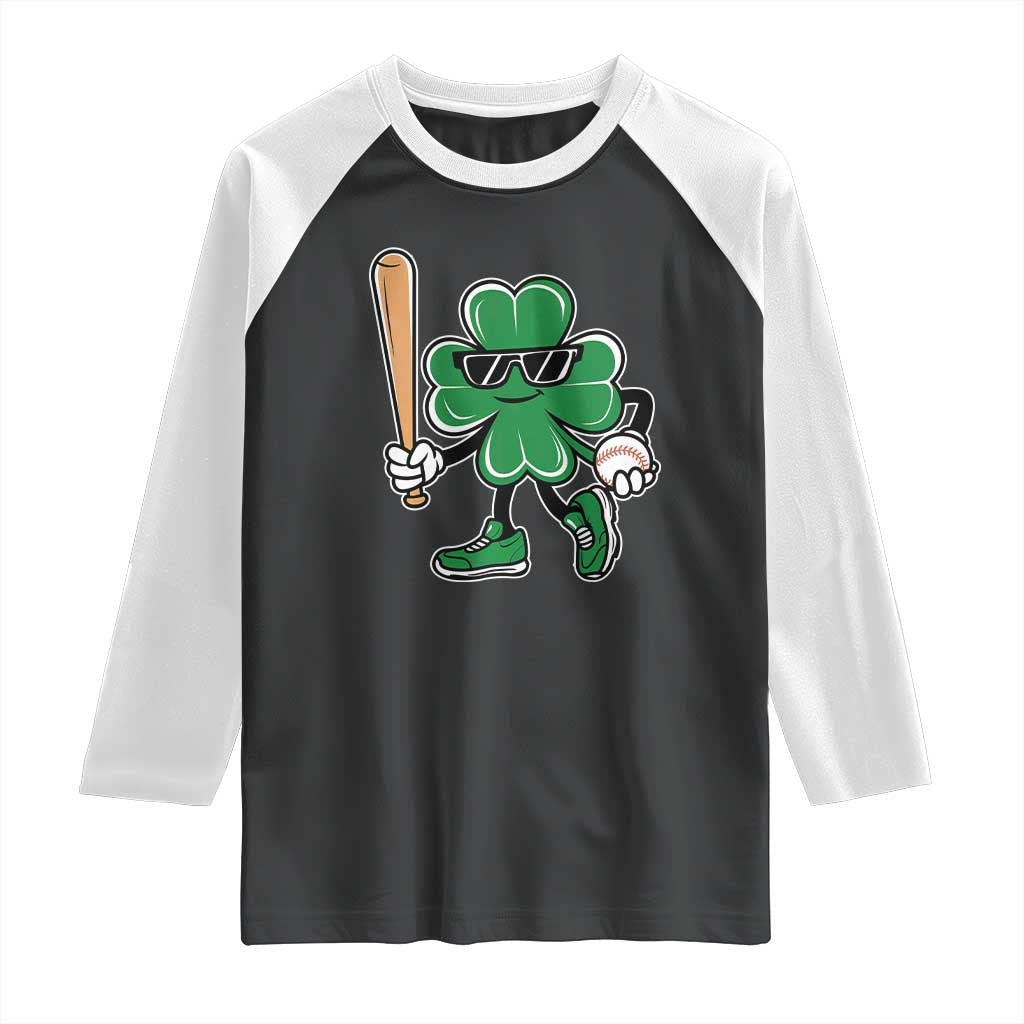 Lucky Baseball Shamrock Raglan Shirt St Patrick's Day T-Ball Sport Lover Gift