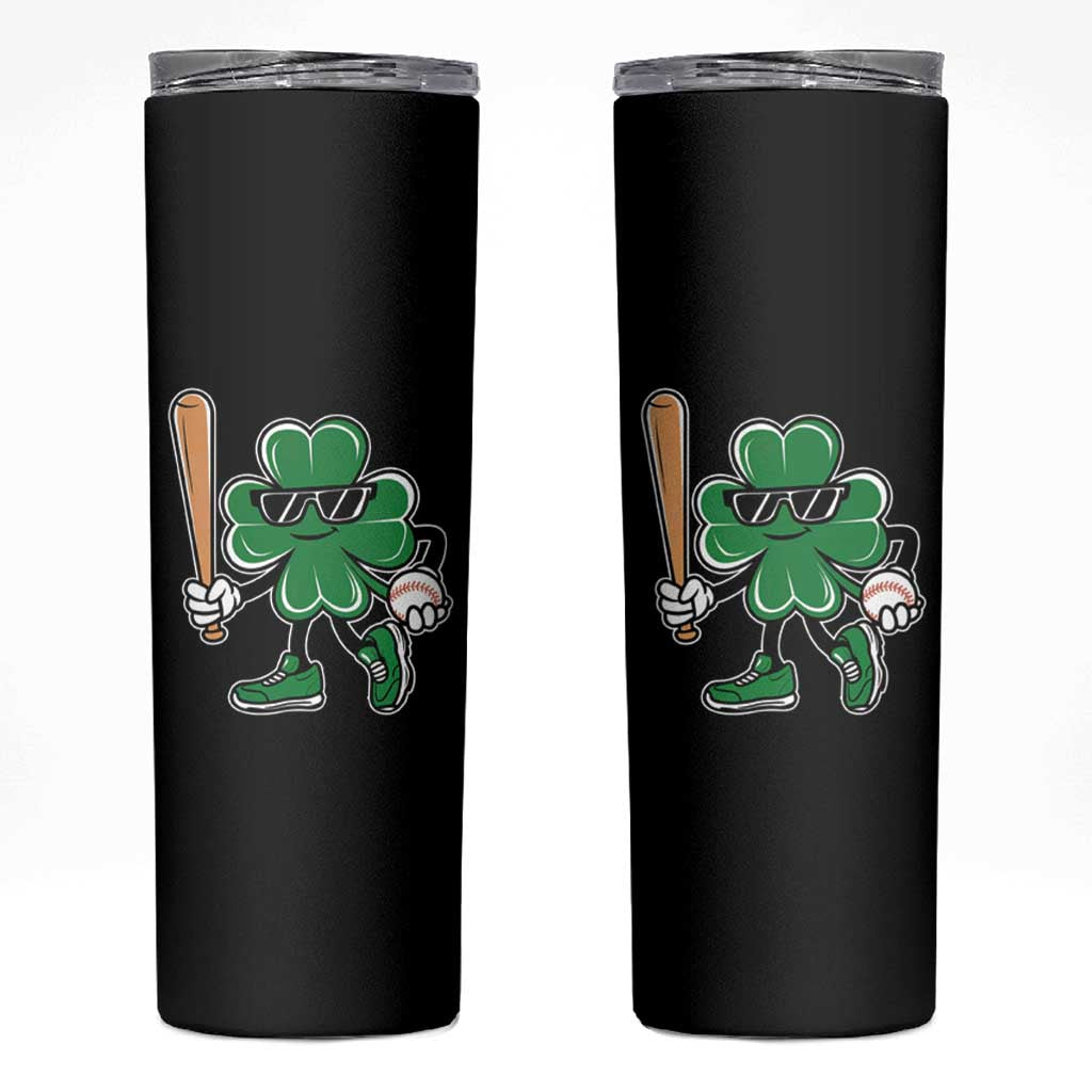 Lucky Baseball Shamrock Skinny Tumbler St Patrick's Day T-Ball Sport Lover Gift