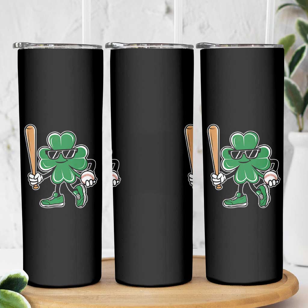 Lucky Baseball Shamrock Skinny Tumbler St Patrick's Day T-Ball Sport Lover Gift