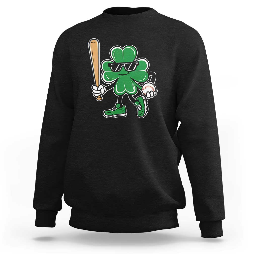 Lucky Baseball Shamrock Sweatshirt St Patrick's Day T-Ball Sport Lover Gift