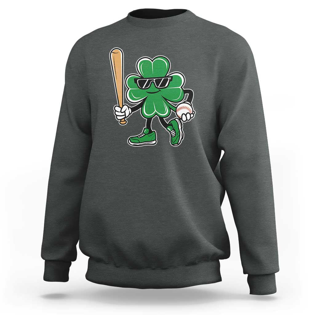 Lucky Baseball Shamrock Sweatshirt St Patrick's Day T-Ball Sport Lover Gift
