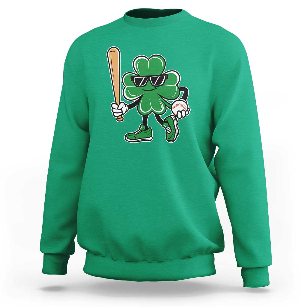 Lucky Baseball Shamrock Sweatshirt St Patrick's Day T-Ball Sport Lover Gift